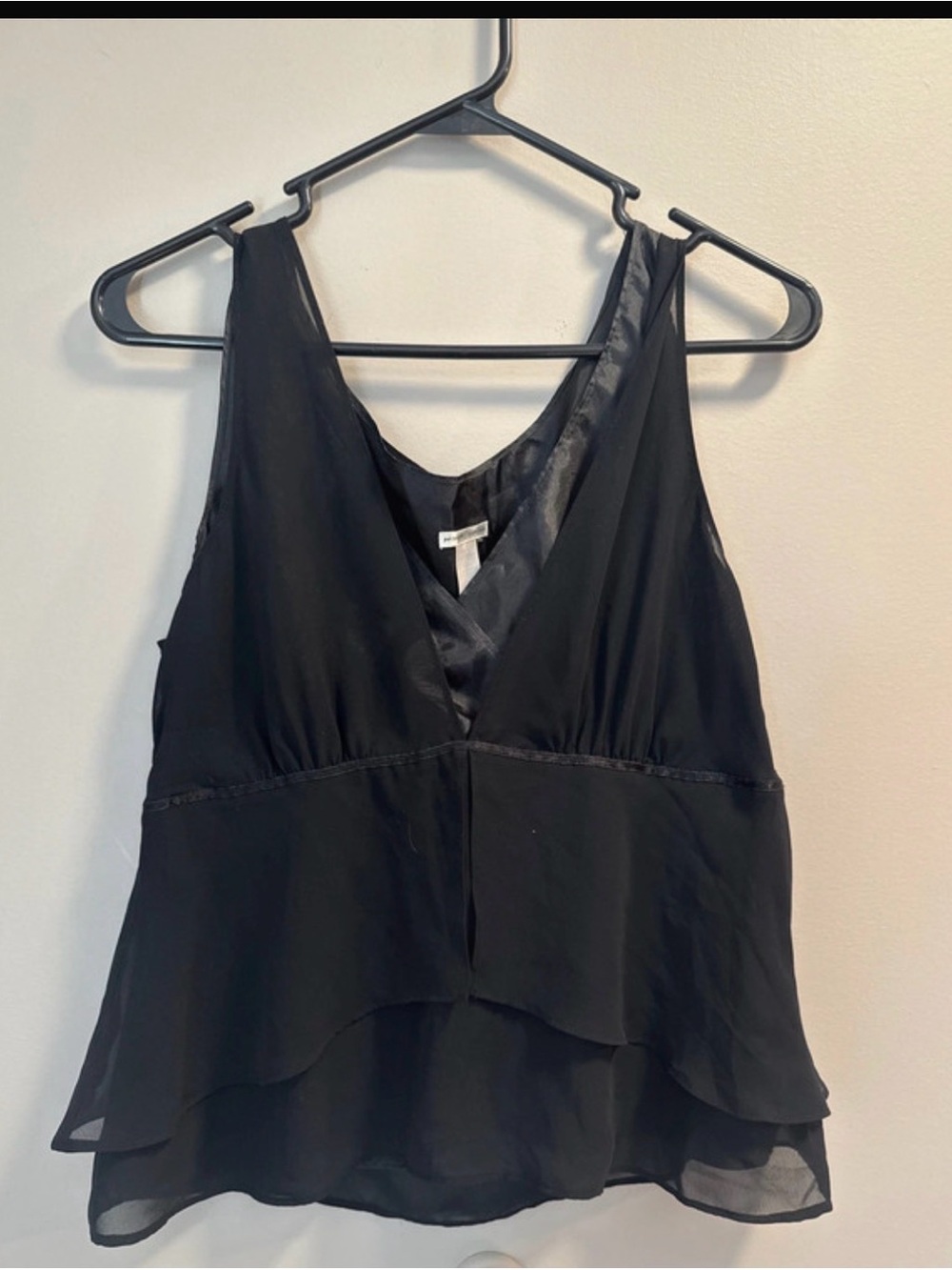 Old Navy Black V-Neck Layered Chiffon Tank